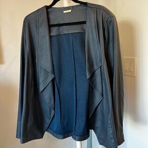 TanJay Textured Open-Front Perforated Lightweight Jacket – Blue Gray XXL